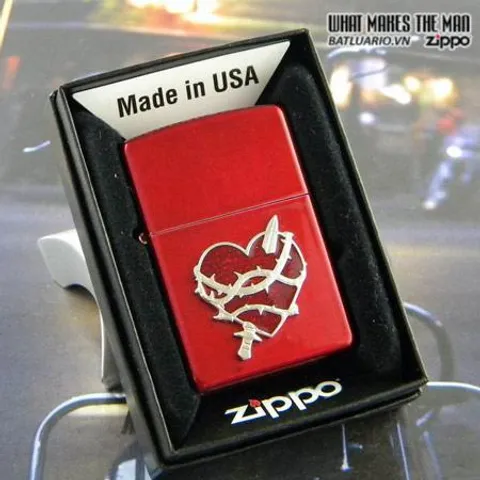 Bật Lửa Zippo 21081 - Màu Đỏ Candy Apple Heart Attack, Quà Tặng Độc Đáo cho Người Đam Mê Zippo