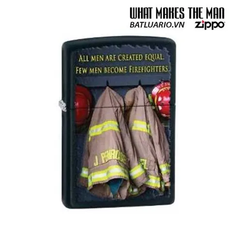 Bật Lửa Zippo 28316 - Hình Lính Cứu Hỏa Áo Choàng Đen Mờ - Quà Tặng Thú Vị Cho Fan Zippo
