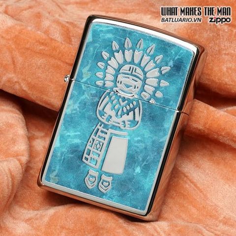 Bật Lửa Zippo 28049 - Bật Lửa Crôm Đánh Bóng Indian Chính Hãng, Quà Tặng Độc Đáo Cho Người Sưu Tập