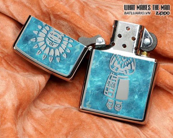 Bật Lửa Zippo 28049 - Bật Lửa Crôm Đánh Bóng Indian Chính Hãng, Quà Tặng Độc Đáo Cho Người Sưu Tập
