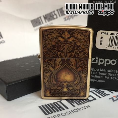 ZIPPO 204B Golden Spade - Bật Lửa Kim Loại Chất Lượng Cao, Phong Cách Thời Trang Cho Người Yêu Thích Đồ Sưu Tầm