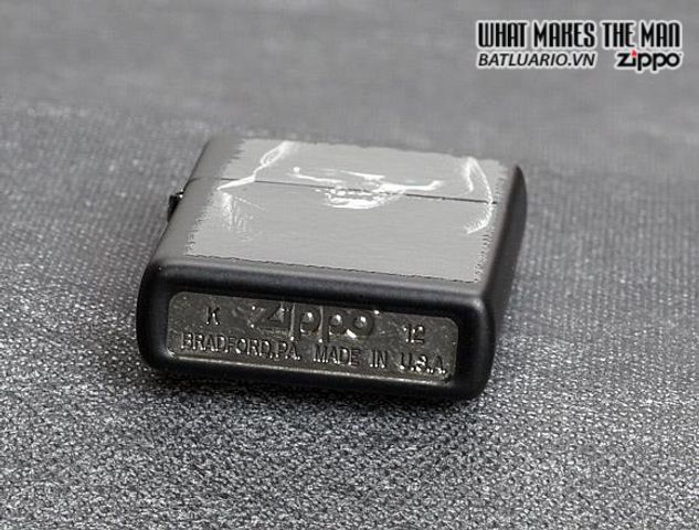 Bật Lửa Zippo 28436 - Bật Lửa Matte Đen Hình Skull Nón Hooded, Quà Tặng Dành Cho Fan Kinh Dị Thời Trang