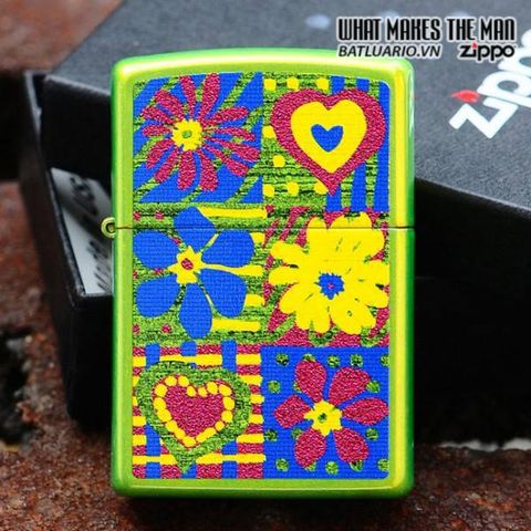 Bật Lửa Zippo 28057 - Hearts and Flowers Lurid Thiết Kế Độc Đáo, Quà Tặng Thích Hợp Cho Người Yêu Thích Thời Trang