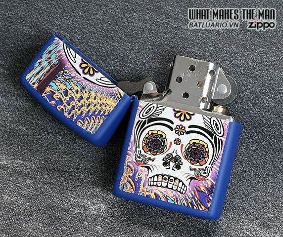 Bật Lửa Zippo Day Of The Dead Royal Blue Matte - Bật Lửa Chất Liệu Bền, Thiết Kế Độc Đáo Cho Fan Của Ngày Cái Chết
