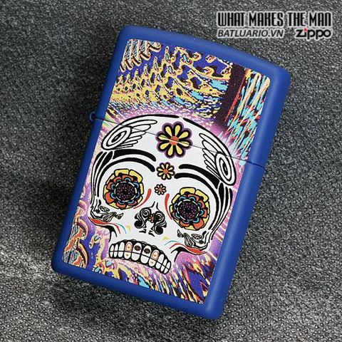 Bật Lửa Zippo Day Of The Dead Royal Blue Matte - Bật Lửa Chất Liệu Bền, Thiết Kế Độc Đáo Cho Fan Của Ngày Cái Chết