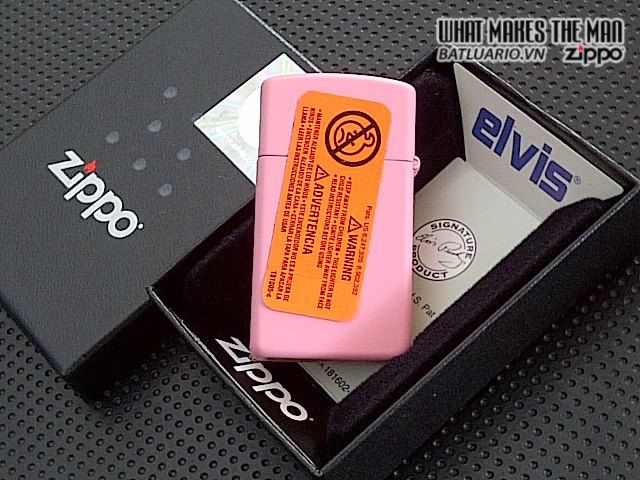 Bật Lửa Zippo Elvis Love Me Tender Slim Hồng Mờ 28481 - Quà Tặng Fan Hâm Mộ Âm Nhạc Kinh Điển