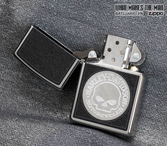 Bật Lửa Zippo 28484 - Thiết Kế Đá Cây Skull Harley-Davidson - Quà Tặng Yêu Thích Cho Fan Xe Máy