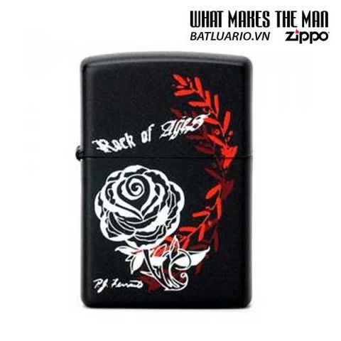 Bật Lửa Zippo 24556 - Màu Đen Matte Họa Tiết Hoa Hồng, Quà Tặng Độc Đáo Cho Những Người Yêu Thích Zippo