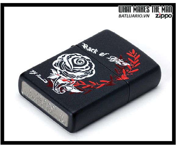 Bật Lửa Zippo 24556 - Màu Đen Matte Họa Tiết Hoa Hồng, Quà Tặng Độc Đáo Cho Những Người Yêu Thích Zippo
