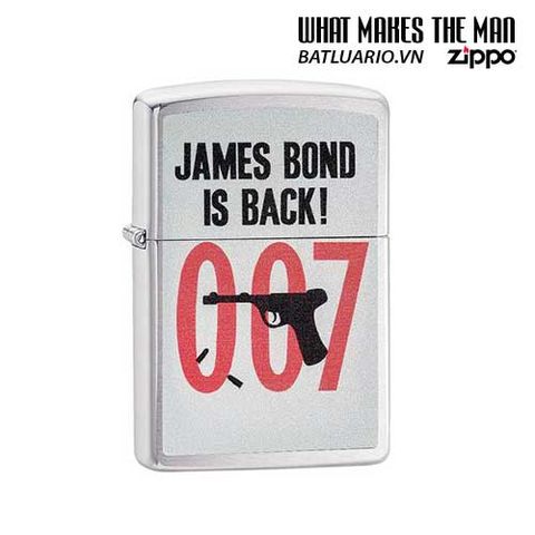 Zippo 007 James Bond Brushed Chrome Lighter - Authentic 29563 Collectible Gift for Movie Fans