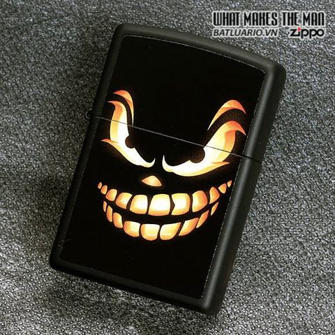 Bật Lửa Zippo Scary Jack o Lantern - Màu Đen Mờ, Đồ Trang Trí Halloween, Quà Tặng Yêu Thích Cho Fan Hâm Mộ