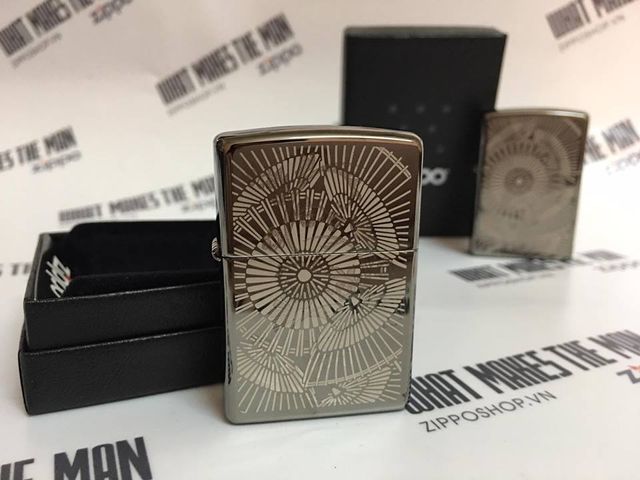 Zippo 29421 - Bật Lửa Zippo Đen Băng Hoa Văn Châu Á - Quà Tặng Độc Đáo Cho Người Yêu Thích Nghệ Thuật