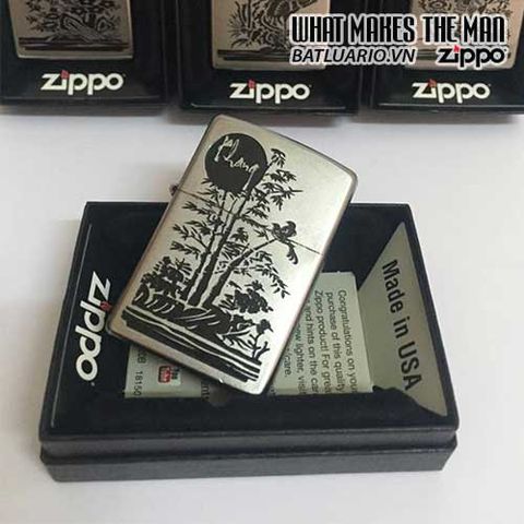 Zippo 205 Khắc Khang - Bộ Tứ Quý An Khang Thịnh Vượng - Quà Tặng Sang Trọng Cho Người Yêu Thích Sưu Tập Zippo