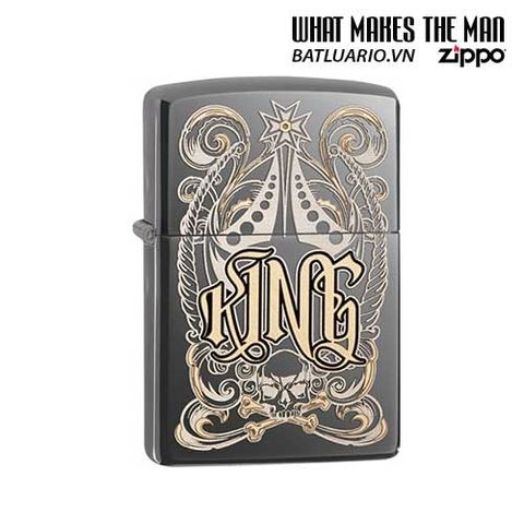 Zippo 28798 - Bật Lửa Khắc Vương Miện Laser Đen Ice - Quà Tặng Phong Cách Thời Trang cho Người Từ 18 Tuổi Trở Lên