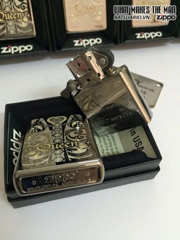 Zippo Khắc Laser Queen Black Ice - Khui Rượu Sang Trọng, Quà Tặng Dành Cho Người Hâm Mộ Nữ Hoàng