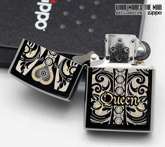 Zippo Khắc Laser Queen Black Ice - Khui Rượu Sang Trọng, Quà Tặng Dành Cho Người Hâm Mộ Nữ Hoàng
