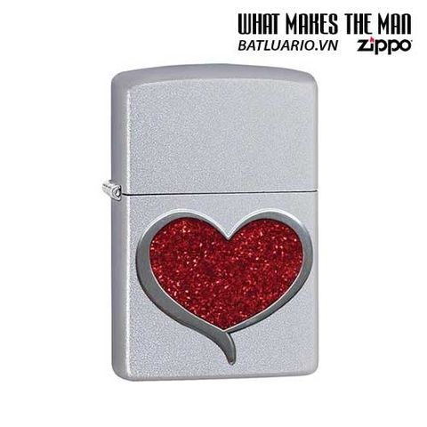 Zippo 29410 Hình Trái Tim Lấp Lánh Satin Chrome - Bật Lửa Sang Trọng và Thời Trang Cho Người Yêu Quà Tặng Thú Vị