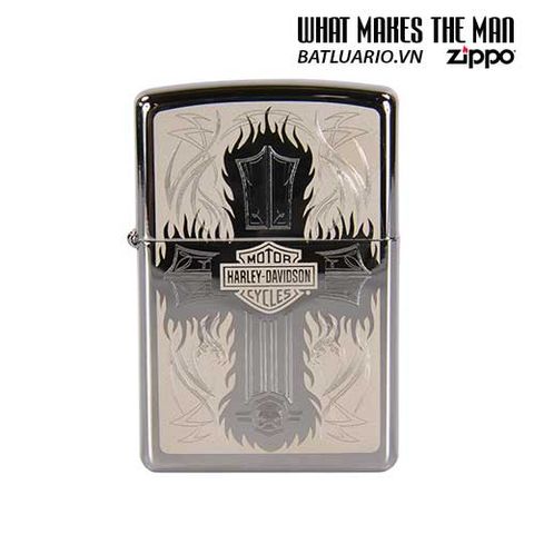 Zippo 28982 - Bật Lửa Polished Chrome Harley Davidson Kiểu Dáng Độc Đáo, Quà Tặng Thích Hợp Cho Người Hâm Mộ Xe Máy