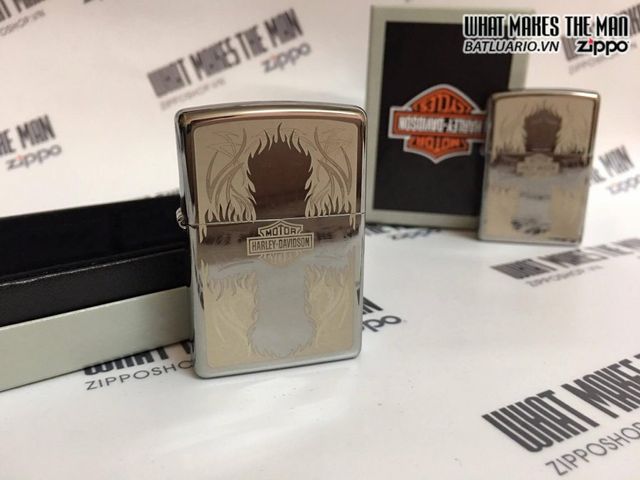Zippo 28982 - Bật Lửa Polished Chrome Harley Davidson Kiểu Dáng Độc Đáo, Quà Tặng Thích Hợp Cho Người Hâm Mộ Xe Máy