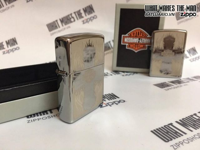 Zippo 28982 - Bật Lửa Polished Chrome Harley Davidson Kiểu Dáng Độc Đáo, Quà Tặng Thích Hợp Cho Người Hâm Mộ Xe Máy