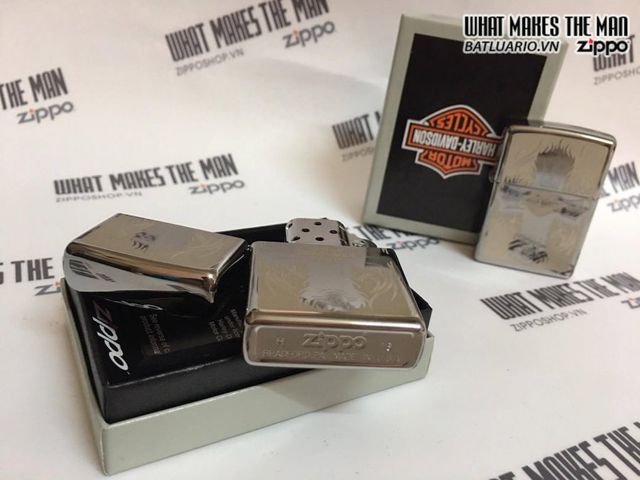 Zippo 28982 - Bật Lửa Polished Chrome Harley Davidson Kiểu Dáng Độc Đáo, Quà Tặng Thích Hợp Cho Người Hâm Mộ Xe Máy