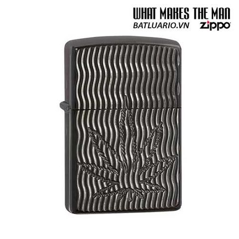 Zippo Armor 29612 - Bật Lửa Khắc Hình Lá Cần Sa Đen Băng - Quà Tặng Dành Cho Người Yêu Thích Cần Sa