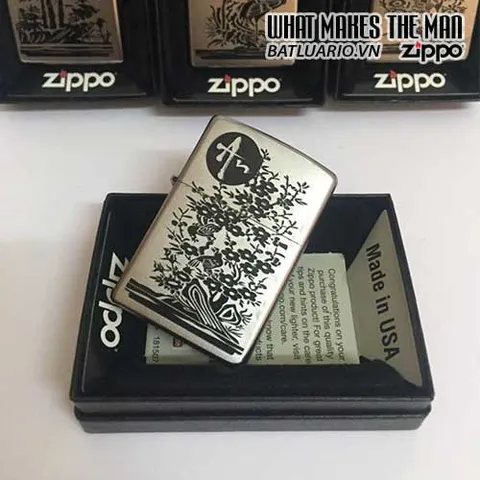 Zippo 205 Khắc An - Bật Lửa Bốn Mùa Tứ Quý An Khang Thịnh Vượng - Quà Tặng Đặc Biệt cho Người Sành Điệu
