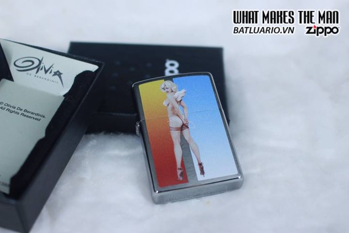 Bật Lửa Zippo 29475 - Thiết Kế Brushed Chrome của Olivia De Berardinis - Quà Tặng Thời Trang Độc Đáo