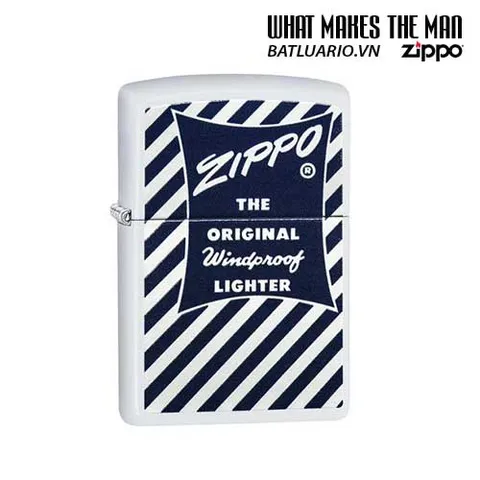Zippo 29413 - Bật Lửa Zippo Trắng Matte Xanh Dương 1958-59 - Quà Tặng Cho Người Yêu Thích Sưu Tầm