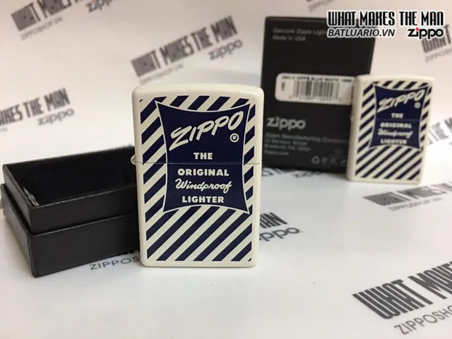 Zippo 29413 - Bật Lửa Zippo Trắng Matte Xanh Dương 1958-59 - Quà Tặng Cho Người Yêu Thích Sưu Tầm