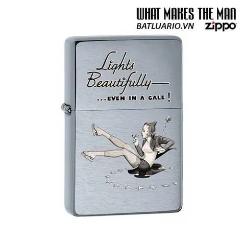 Bật Lửa Zippo 28537 - Bật Lửa Brushed Chrome Hình Skater Girl 2 Thiết Kế Độc Đáo, Quà Tặng Tuyệt Vời cho Fan Nghệ Thuật Phố Thị