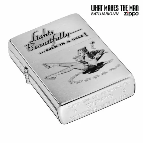 Bật Lửa Zippo 28537 - Bật Lửa Brushed Chrome Hình Skater Girl 2 Thiết Kế Độc Đáo, Quà Tặng Tuyệt Vời cho Fan Nghệ Thuật Phố Thị