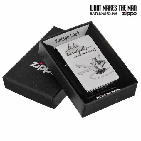Bật Lửa Zippo 28537 - Bật Lửa Brushed Chrome Hình Skater Girl 2 Thiết Kế Độc Đáo, Quà Tặng Tuyệt Vời cho Fan Nghệ Thuật Phố Thị