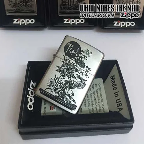 Zippo 205 Khắc Thịnh - Bộ Tứ Quý An Khang Thịnh Vượng - Món Quà Sang Trọng Cho Tín Đồ Sưu Tầm