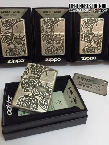 Zippo Armor 28988 - Bật Lửa Skull Roses Bạc Cổ Điển - Phụ Kiện Độc Đáo Cho Người Yêu Thích Nghệ Thuật