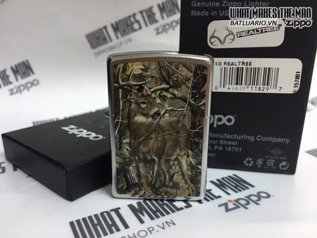 Zippo 29310 - Zippo Bật Lửa Street Chrome Real Tree APG - Quà Tặng Thú Vị Cho Người Yêu Thiên Nhiên