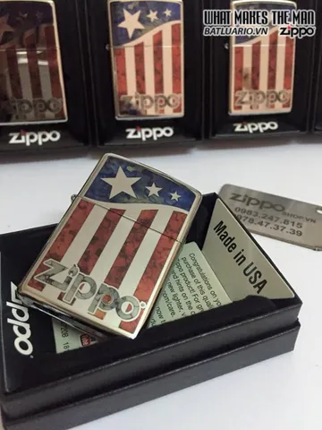Zippo 29095 Đầu Đốt Bằng Kim Loại Pha Lê - Bản Quốc Kỳ Mỹ Tinh Tế, Quà Tặng Thiết Thực Cho Người Yêu Thích Zippo