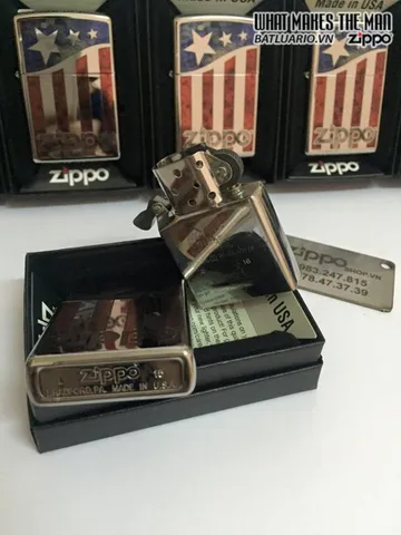 Zippo 29095 Đầu Đốt Bằng Kim Loại Pha Lê - Bản Quốc Kỳ Mỹ Tinh Tế, Quà Tặng Thiết Thực Cho Người Yêu Thích Zippo