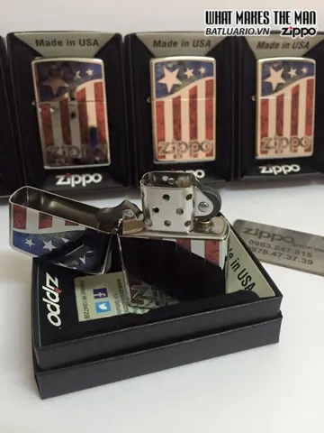 Zippo 29095 Đầu Đốt Bằng Kim Loại Pha Lê - Bản Quốc Kỳ Mỹ Tinh Tế, Quà Tặng Thiết Thực Cho Người Yêu Thích Zippo