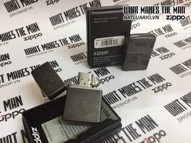 Zippo 29431 - Bật Lửa Zippo Paisley Xám Nhạt, Phong Cách Thời Trang, Quà Tặng Độc Đáo Cho Người Yêu Thích Hàng Hiệu