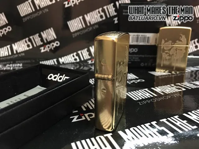 Zippo 29401 - Bật Lửa Skull Grunge Vàng Đậm, Phụ Kiện Độc Đáo Cho Người Yêu Thích Hình Xương Và Thời Trang Cá Tính