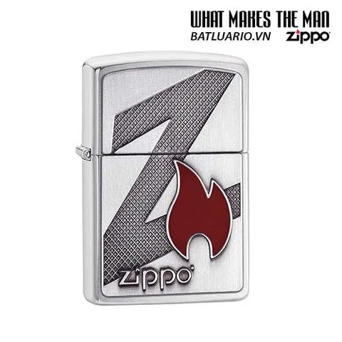 Zippo 29104 - Bật Lửa Brushed Chrome Họa Tiết Lửa Z - Quà Tặng Độc Đáo Cho Người Sành Điệu