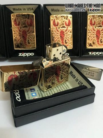 Bật Lửa Zippo 29096 - Vỏ Bằng Đồng Đánh Bóng Họa Tiết Thiên Đường Bọ Cạp - Quà Tặng Độc Đáo Cho Fans