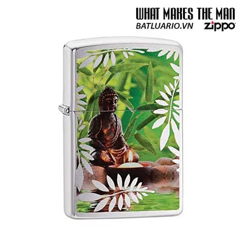 Zippo 29058 - Bật Lửa Brushed Chrome Phật Giáo - Quà Tặng Độc Đáo Cho Người Yêu Thích Văn Hóa Á Đông