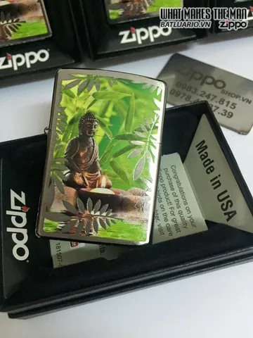 Zippo 29058 - Bật Lửa Brushed Chrome Phật Giáo - Quà Tặng Độc Đáo Cho Người Yêu Thích Văn Hóa Á Đông