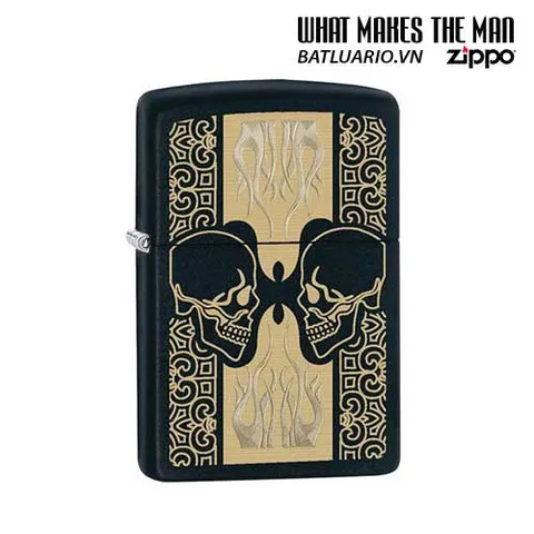 Zippo 29404 - Bật Lửa Skull Đen Nhám - Phụ Kiện Thời Trang cho Người Yêu Thích Quái Dị