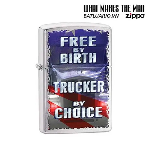 Zippo 29078 - Zippo Free by Birth Bằng Chrome Chải - Quà Tặng Độc Đáo cho Người Yêu Thích Zippo