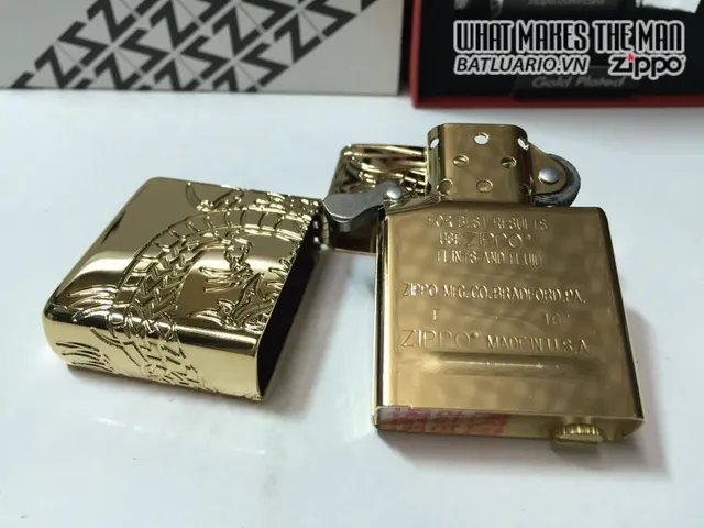 Zippo 29265 - Zippo Armor Bật Lửa Rồng Mắt Đỏ Khắc 360 Độ Mạ Vàng - Quà Tặng Phong Cách Thời Trang