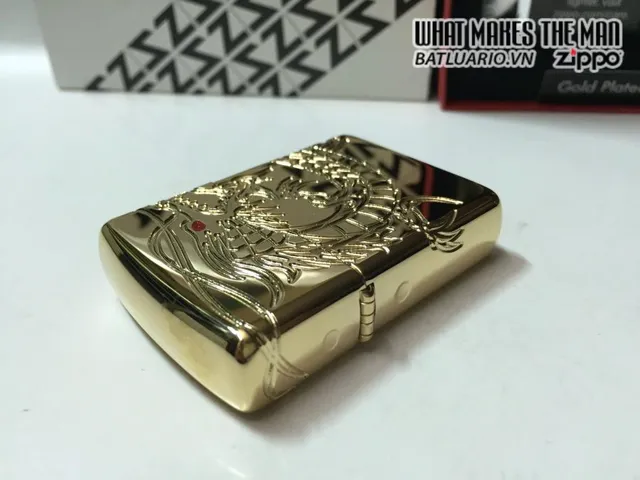 Zippo 29265 - Zippo Armor Bật Lửa Rồng Mắt Đỏ Khắc 360 Độ Mạ Vàng - Quà Tặng Phong Cách Thời Trang