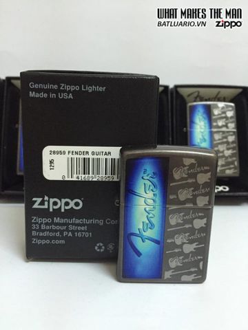Bật Lửa Zippo 28959 - Hình Ảnh Guitar Fender Màu Xám Huyền Bí - Quà Tặng Độc Đáo Cho Người Yêu Âm Nhạc